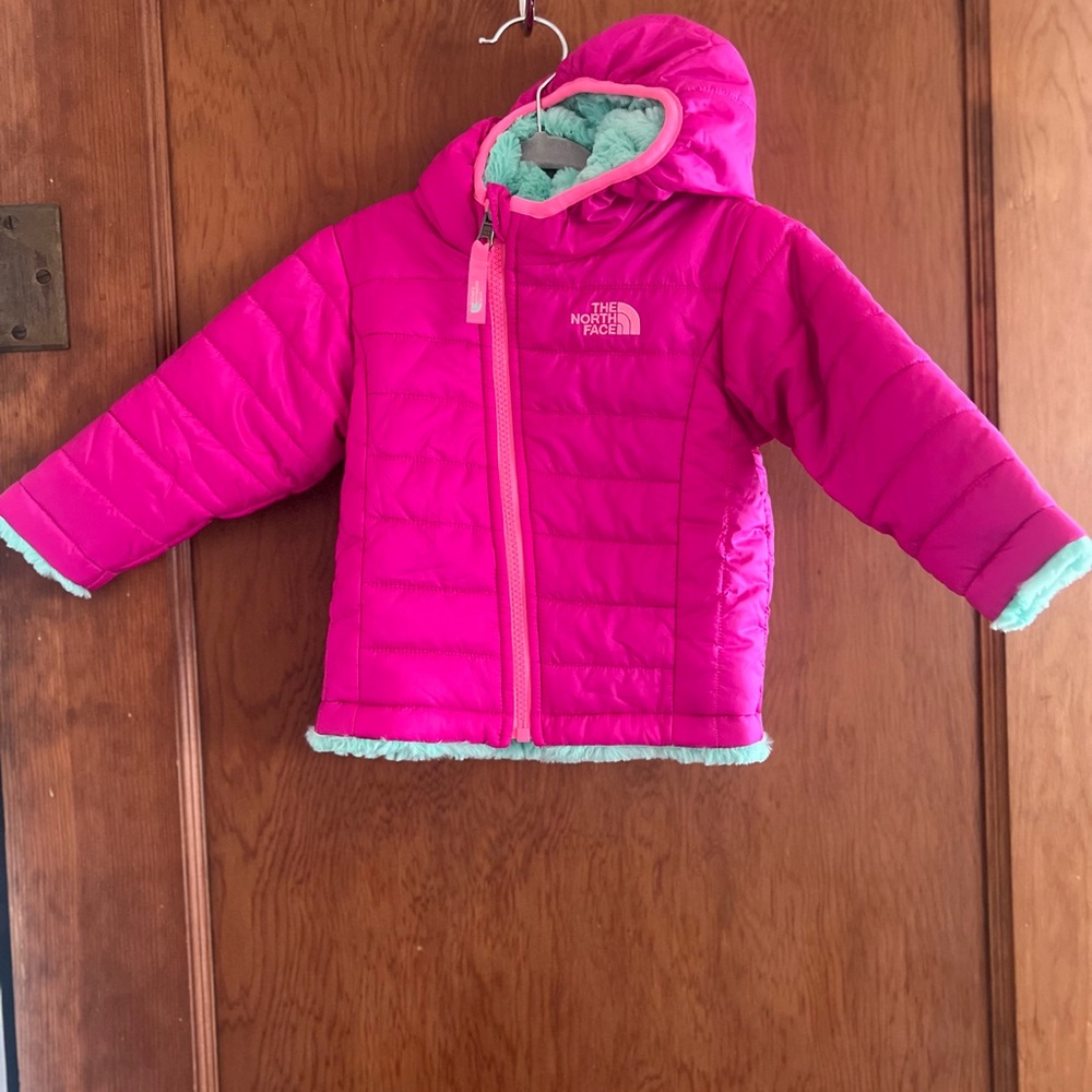 The North Face Fuchsia and Mint Hooded Jacket